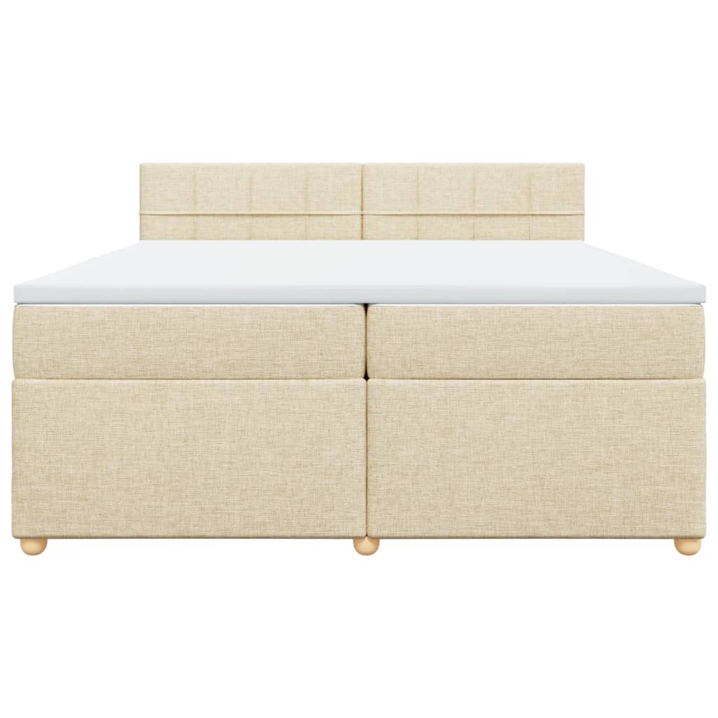 vidaXL Boxspring met matras stof crèmekleurig 200x200 cm, foto 4