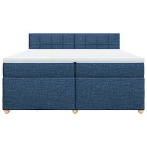Box spring postel s matrací modrá 200x200 cm textil - obrázek 4