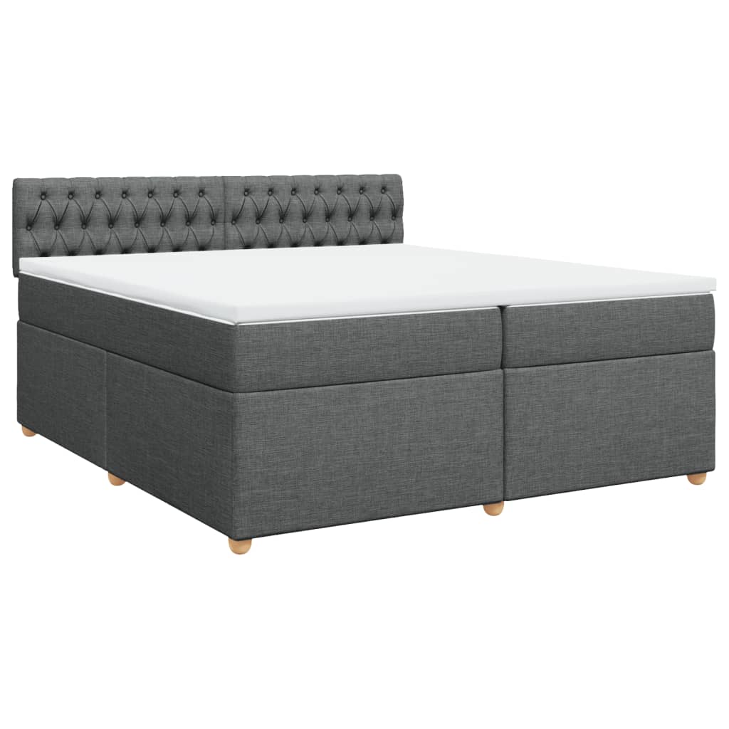 vidaXL Pat box spring cu saltea, gri închis, 200x200 cm, textil