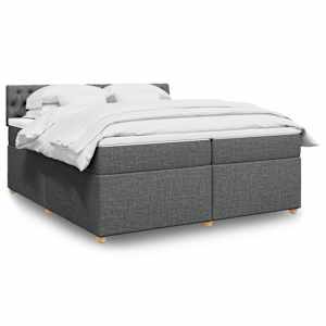 Box spring postelja z vzmetnico temno siva 200x200 cm blago