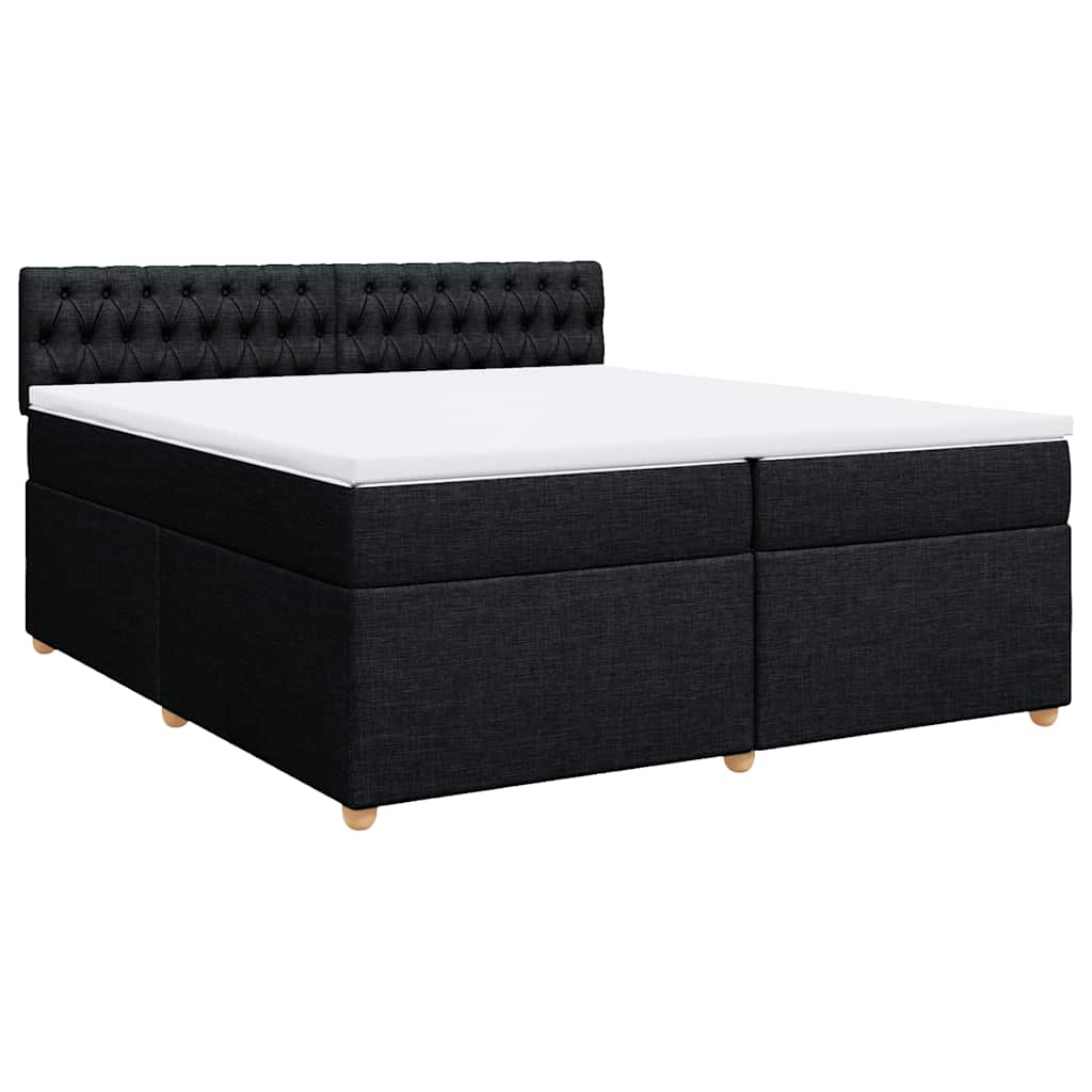 vidaXL Pat box spring cu saltea, negru, 200x200 cm, textil