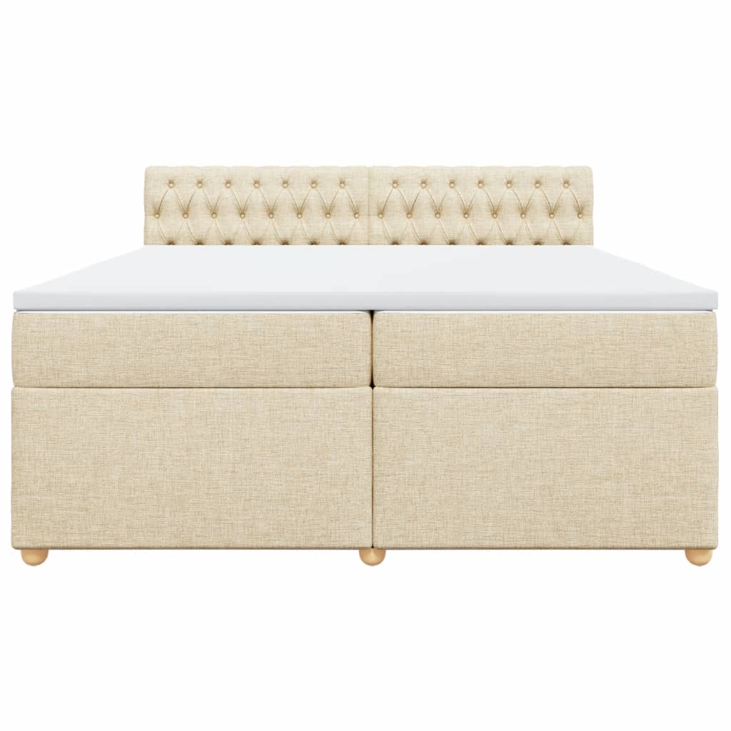 vidaXL Boxspring met matras stof crèmekleurig 200x200 cm, foto 4