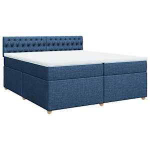 Box spring postel s matrací modrá 200x200 cm textil - obrázek 2