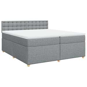 Box spring postel s matrací světle šedá 200 x 200 cm textil - obrázek 2