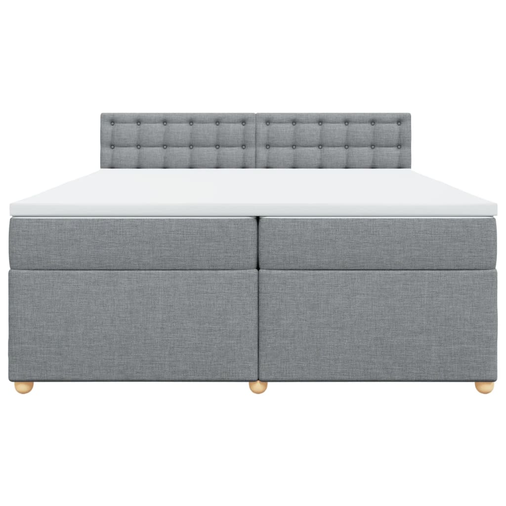vidaXL Boxspring met matras stof lichtgrijs 200x200 cm grijs, foto 4