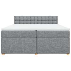 Box spring postel s matrací světle šedá 200 x 200 cm textil - obrázek 4