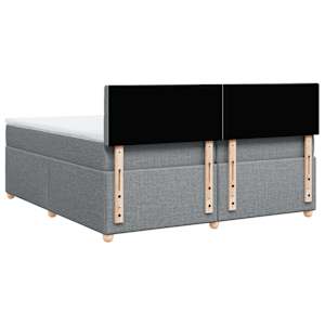 Box spring postel s matrací světle šedá 200 x 200 cm textil - obrázek 6