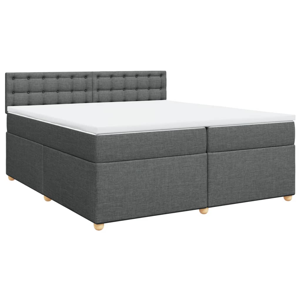 vidaXL Pat box spring cu saltea, gri închis, 200x200 cm, textil