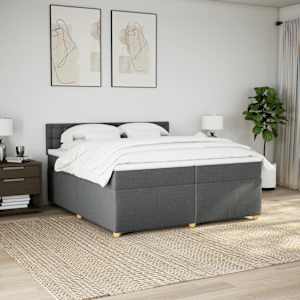 Box spring postel s matrací tmavě šedá 200x200 cm textil - obrázek 3