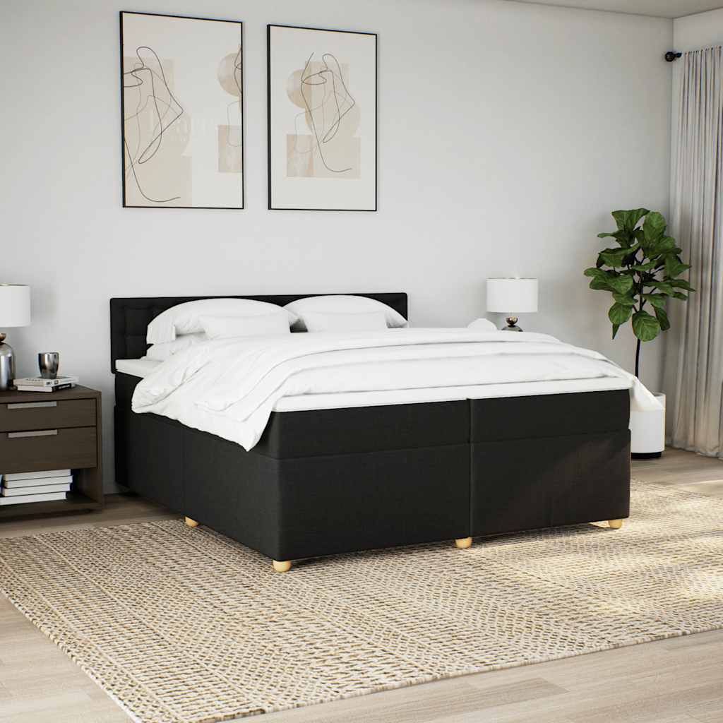 vidaXL Boxspring met matras stof zwart 200x200 cm afbeelding