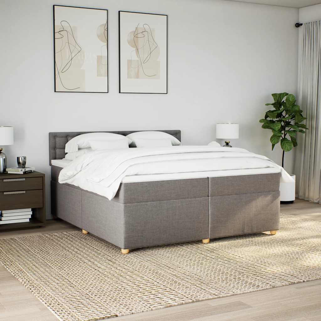 vidaXL Boxspring met matras stof taupe 200x200 cm, foto 2