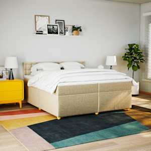 Box spring postel s matrací krémová 200x200 cm textil - obrázek 3