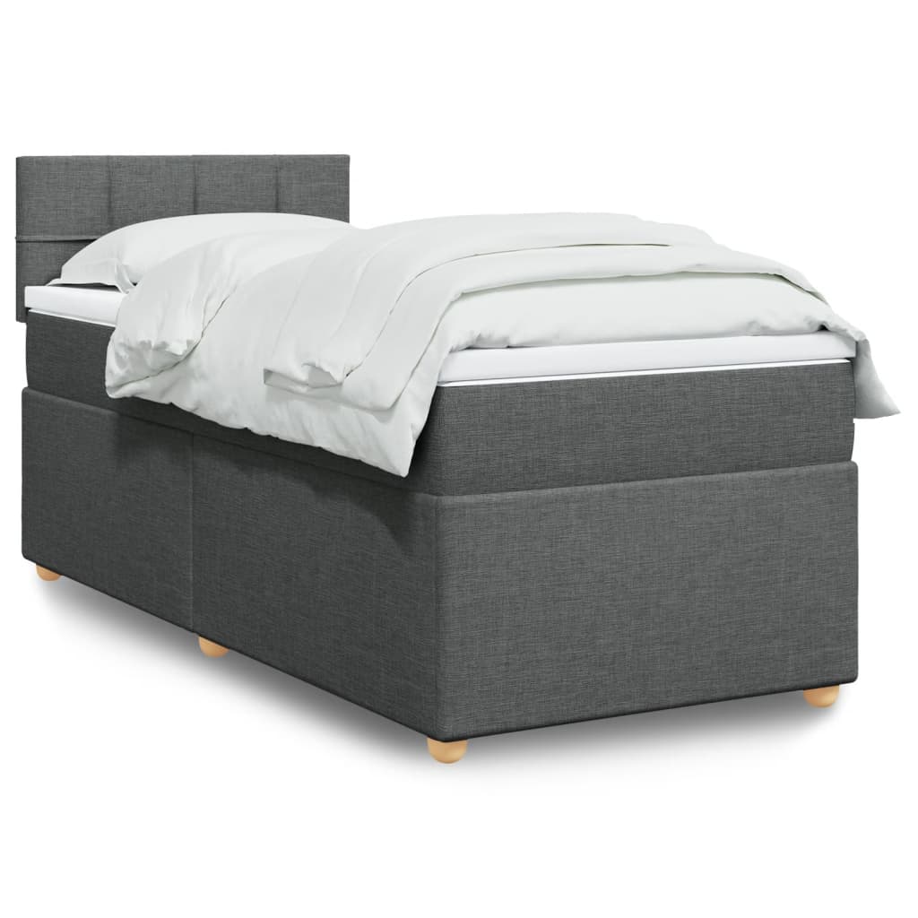 Boxspringbett mit Matratze Dunkelgrau Stoff