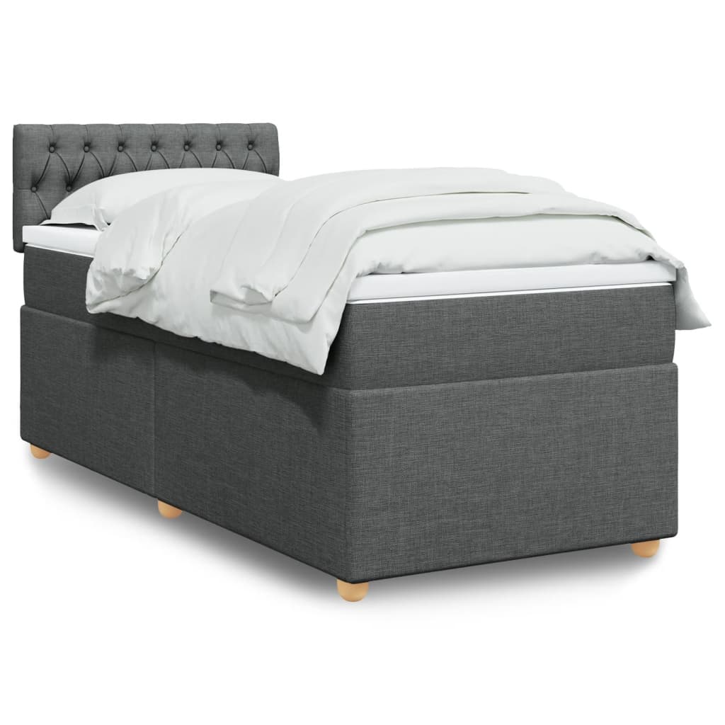 Boxspringbett mit Matratze Dunkelgrau Stoff