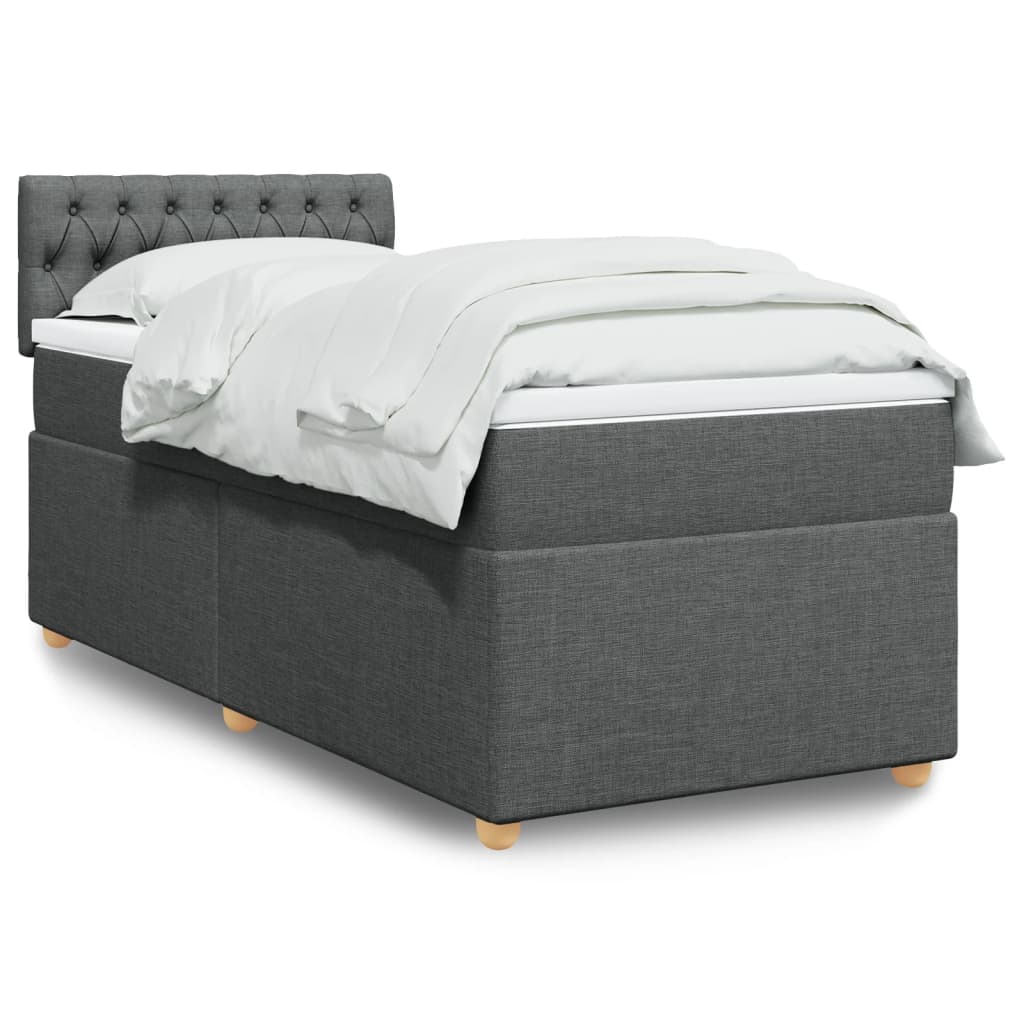 vidaXL Boxspringbett mit Matratze Dunkelgrau Stoff