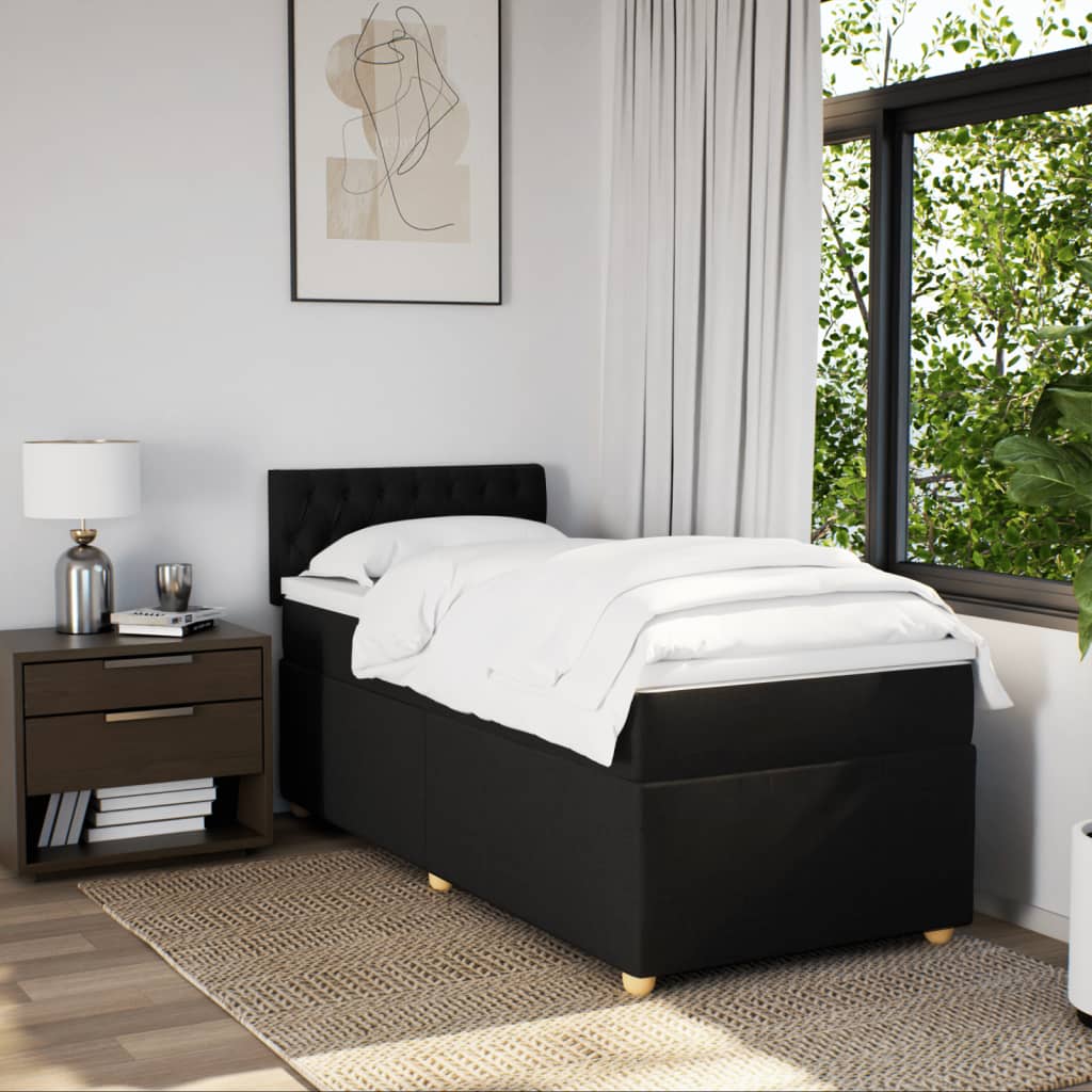 vidaXL Boxspring met matras stof zwart Single, foto 2