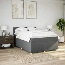 vidaXL Box Spring Bed with Mattress Dark Grey Double Fabric