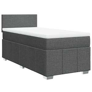 Box spring postel s matrací tmavě šedá 80 x 200 cm textil - obrázek 2