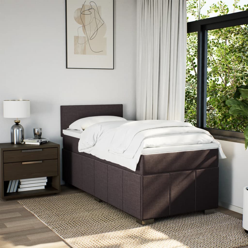 vidaXL Boxspring met matras stof donkerbruin 80x200 cm afbeelding