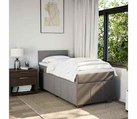 vidaXL Cama com molas/colch&atilde;o 80x200 cm tecido castanho-acinzentado
