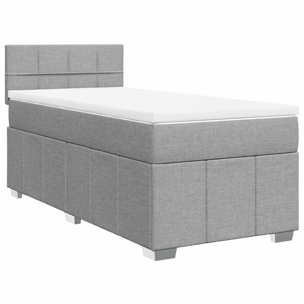 vidaXL Boxspring met matras stof lichtgrijs 80x200 cm grijs, foto 3