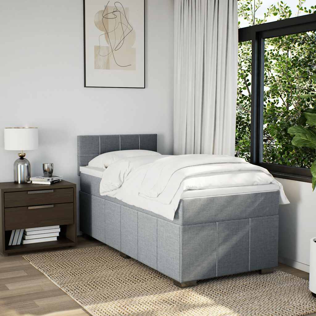 vidaXL Boxspring met matras stof lichtgrijs 80x200 cm grijs, foto 2