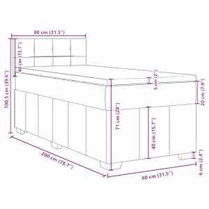 Box spring postel s matrací světle šedá 80 x 200 cm textil - obrázek 13