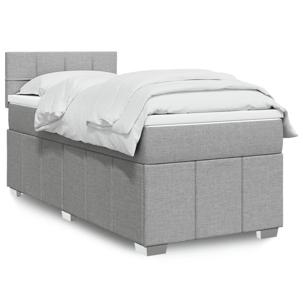 vidaXL Boxspringbett mit Matratze Hellgrau 80x200 cm Stoff