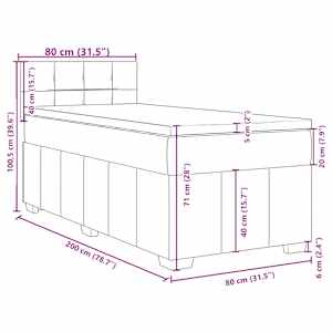 Box spring postel s matrací tmavě šedá 80 x 200 cm textil - obrázek 13