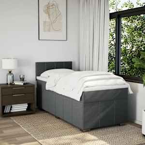 vidaXL Sommier &agrave; lattes de lit avec matelas Gris fonc&eacute; 80x200 cm Tissu
