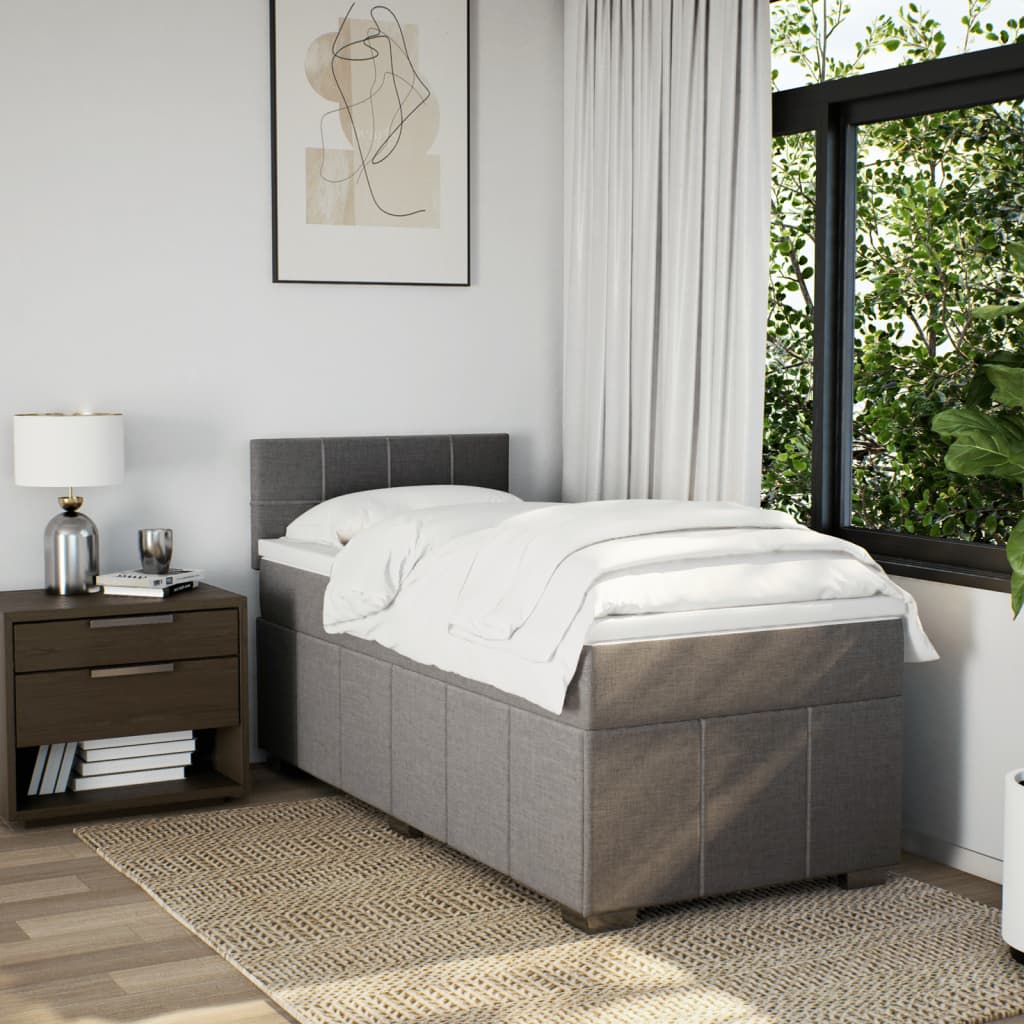 vidaXL Boxspring met matras stof taupe 80x200 cm afbeelding