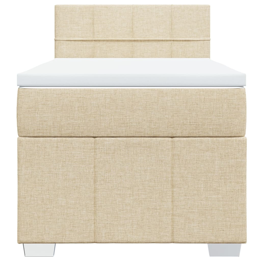 vidaXL Boxspring met matras stof crèmekleurig 80x200 cm, foto 4