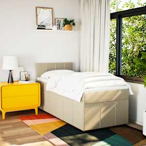 vidaXL Sommier &agrave; lattes de lit avec matelas Cr&egrave;me 80x200 cm Tissu