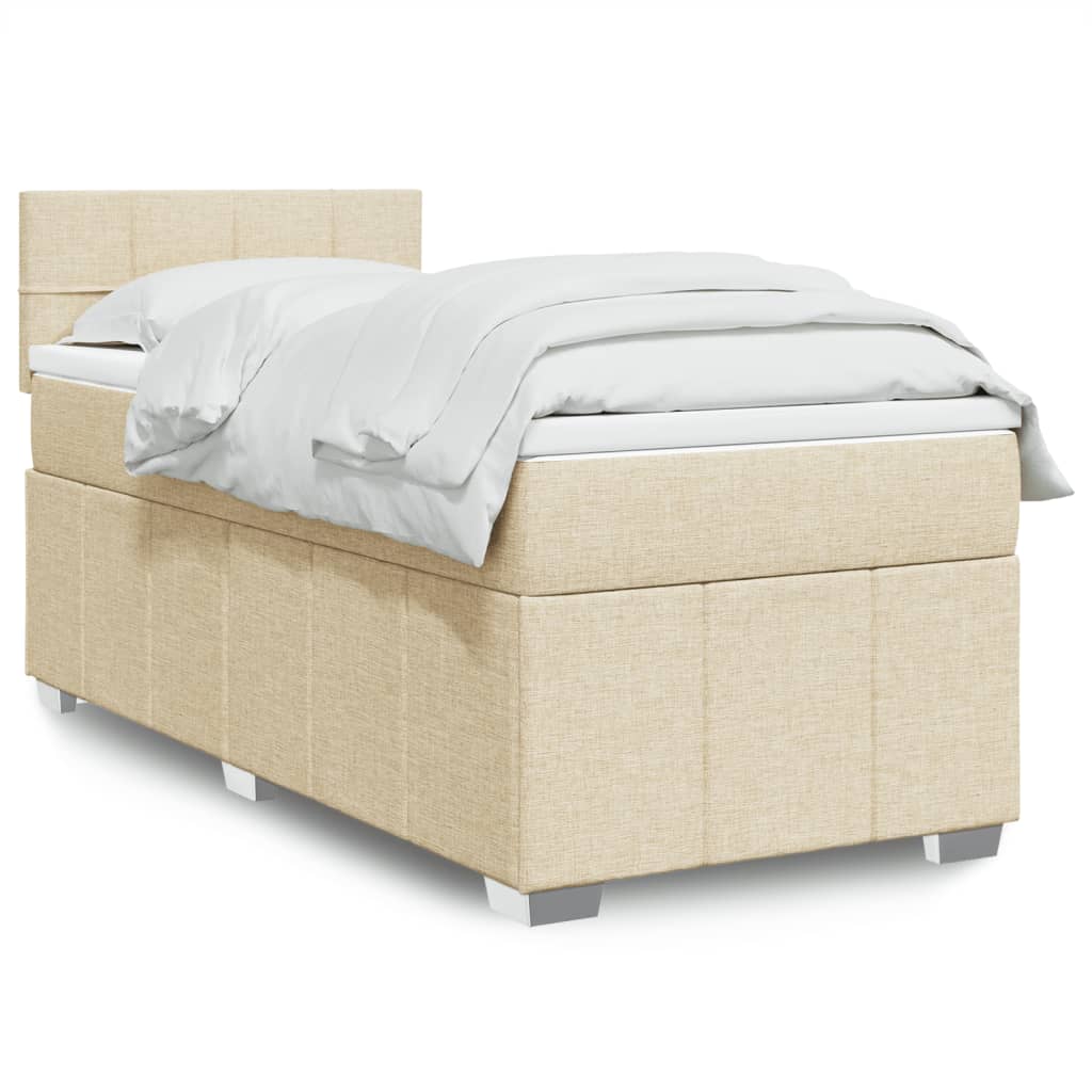 Kontinentalseng Med Madras Stof Farvet Creme - Blok med firkanter / 80 x 200 cm