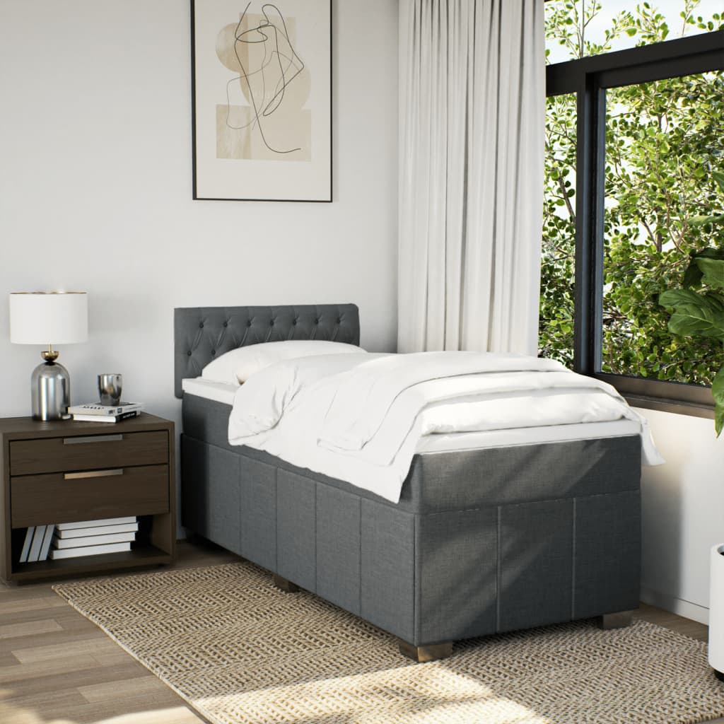 vidaXL Boxspring met matras stof donkergrijs 80x200 cm afbeelding