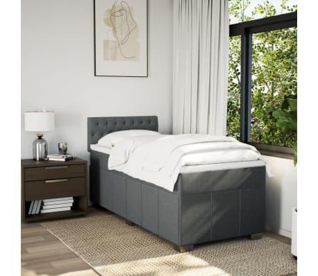 vidaXL Sommier &agrave; lattes de lit avec matelas Gris fonc&eacute; 80x200 cm Tissu