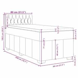 Box spring postel s matrací tmavě šedá 80 x 200 cm textil - obrázek 13