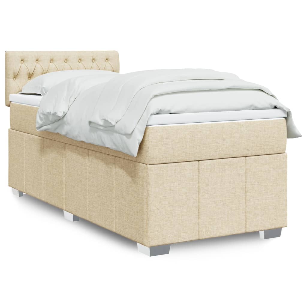 Boxspringbett mit Matratze Creme 80×200 cm Stoff