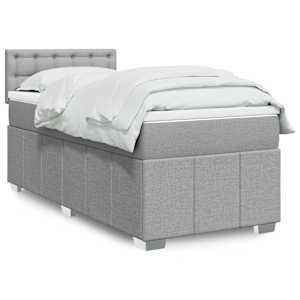 Box spring postelja z vzmetnico svetlo siva 80x200 cm blago