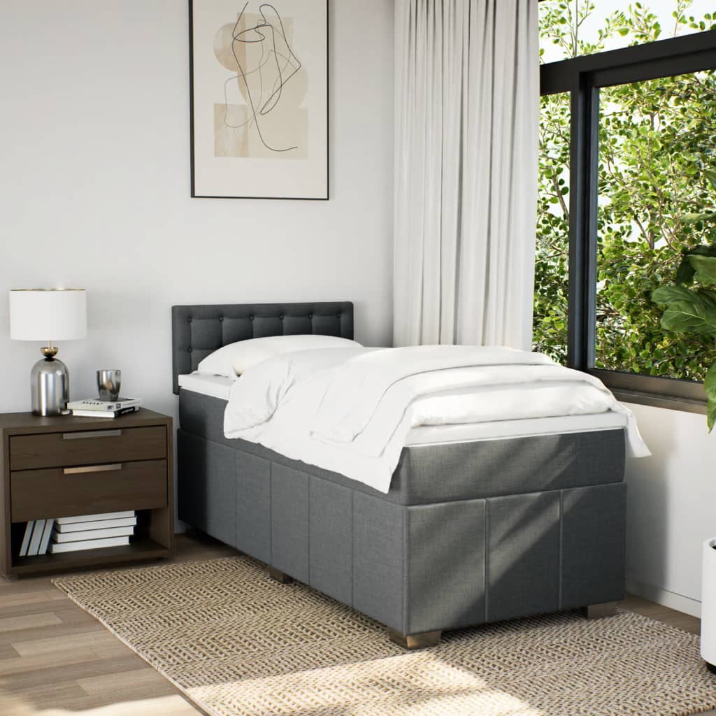 vidaXL Boxspring met matras stof donkergrijs 80x200 cm afbeelding