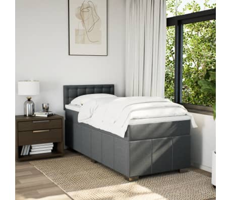 vidaXL Sommier &agrave; lattes de lit avec matelas Gris fonc&eacute; 80x200 cm Tissu