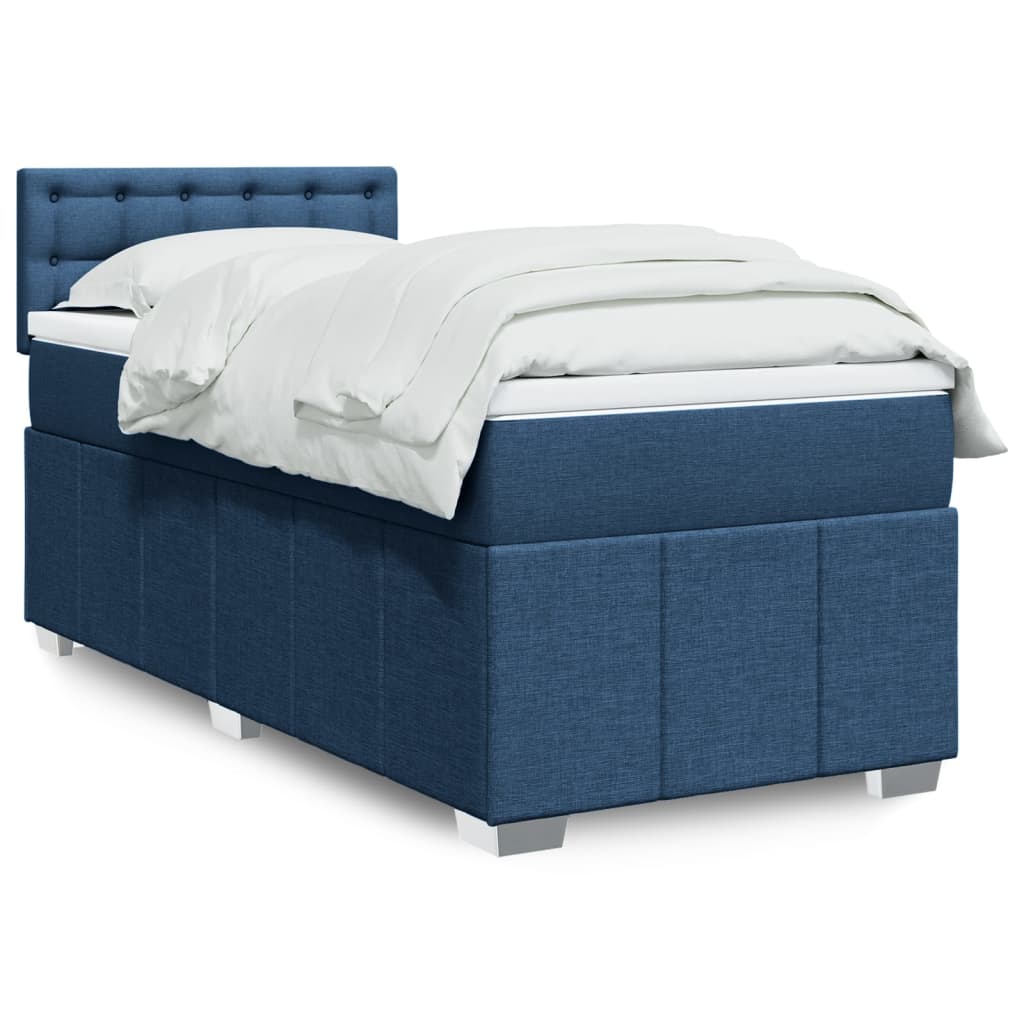 vidaXL Boxspringbett mit Matratze Blau 80x200 cm Stoff