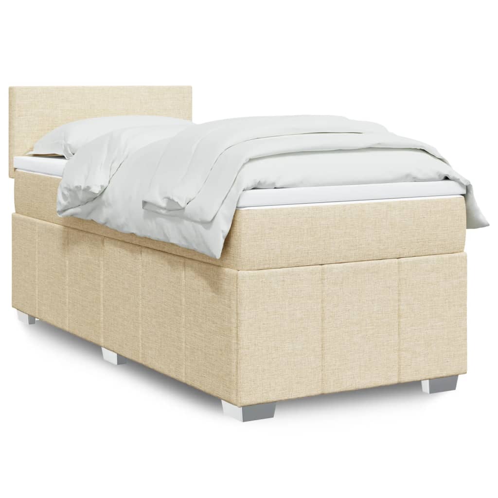 Boxspringbett mit Matratze Creme 90×190 cm Stoff