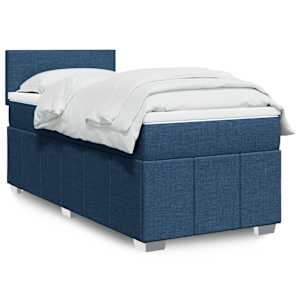 Box spring postel s matrací modrá 90x190 cm textil - obrázek 1
