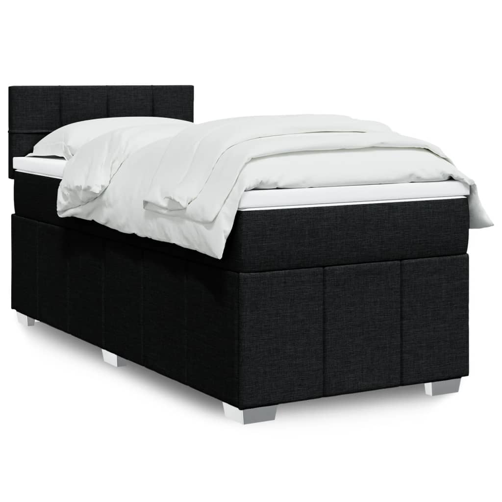 Kontinentalseng Med Madras Stof Sort - Blok med firkanter / 90 x 190 cm