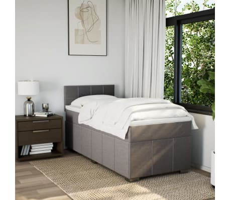 vidaXL Sommier &agrave; lattes de lit avec matelas Taupe 90x190 cm Tissu