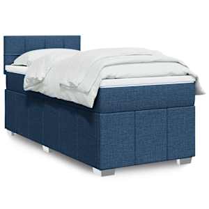 Box spring postel s matrací modrá 90x190 cm textil - obrázek 1