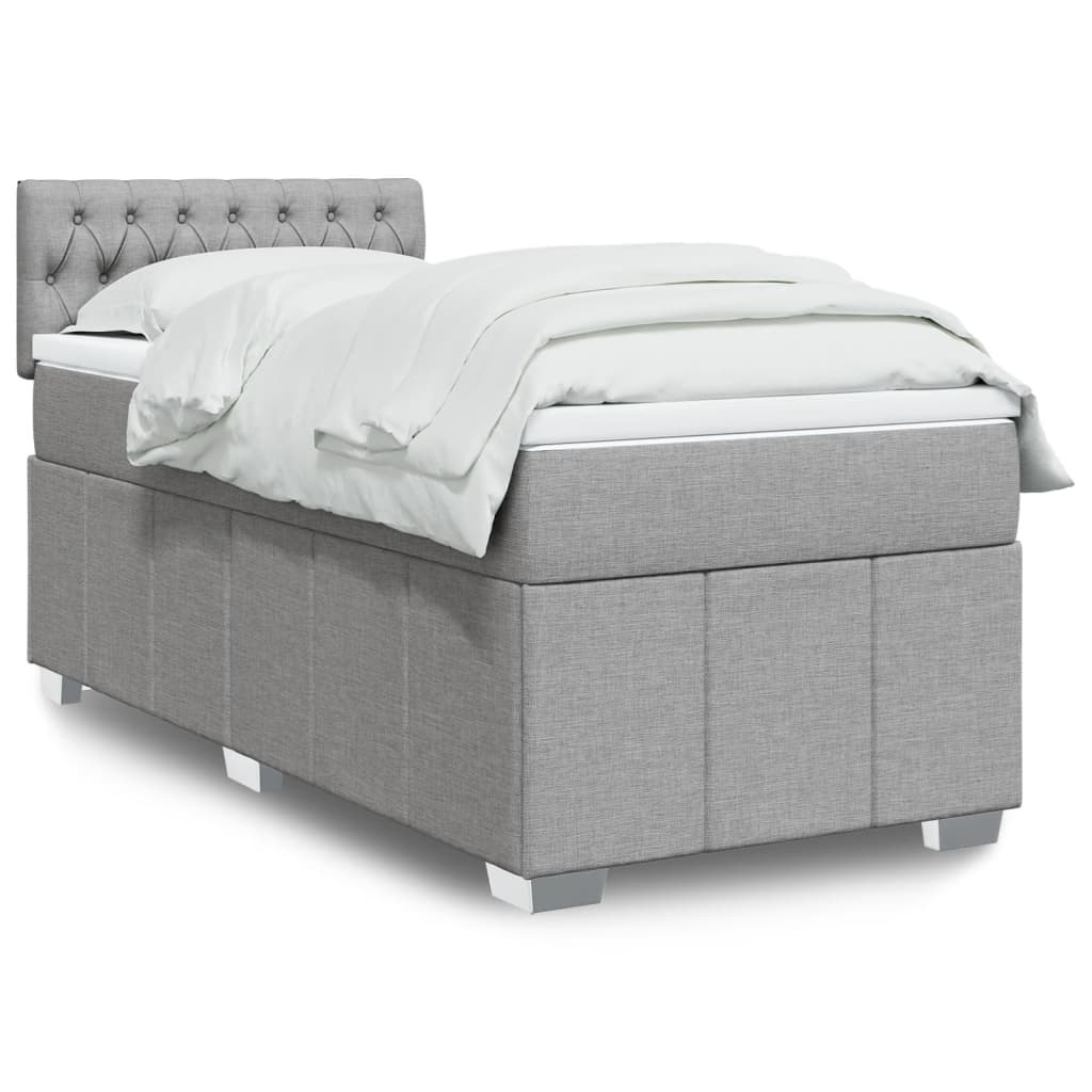 Boxspringbett mit Matratze Hellgrau 90×190 cm Stoff