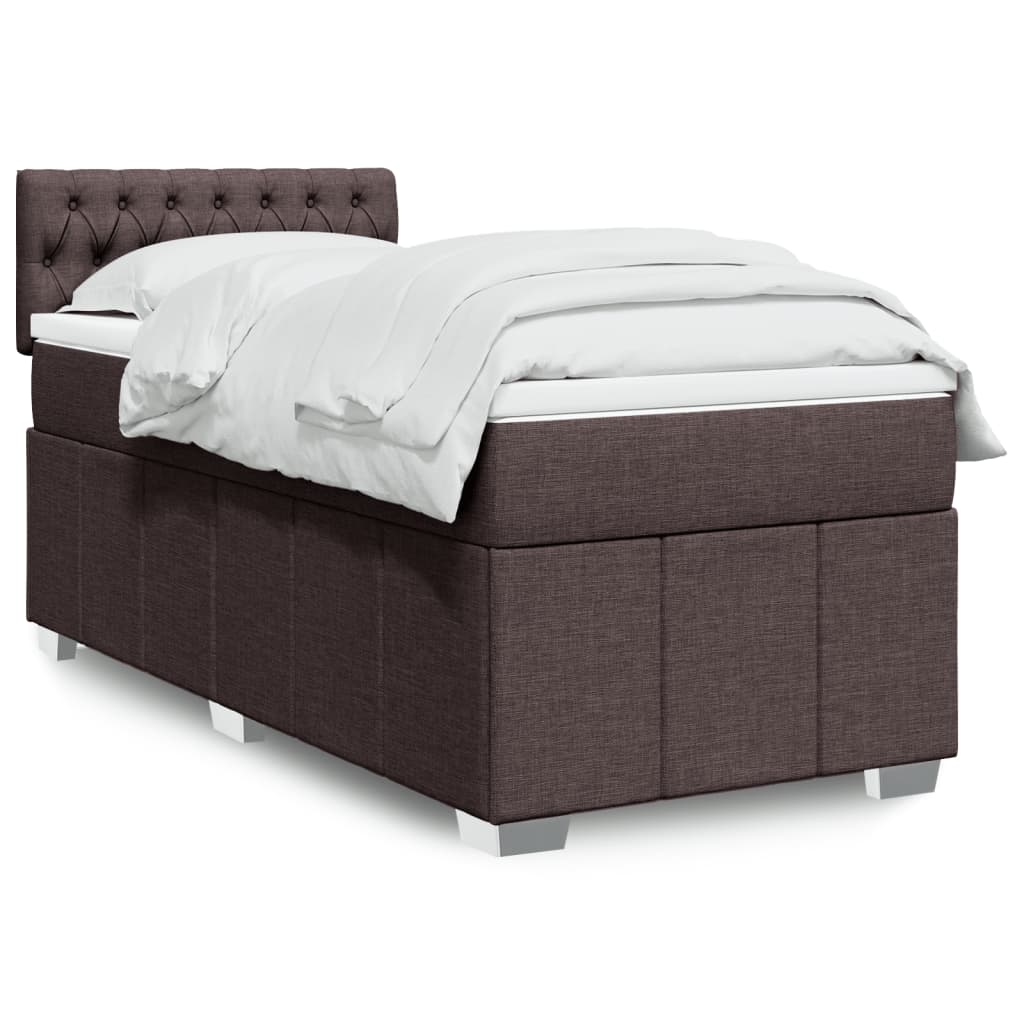 Boxspringbett mit Matratze Dunkelbraun 90×190 cm Stoff