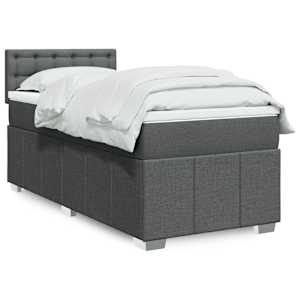 Box spring postel s matrací tmavě šedá 90x190 cm textil - obrázek 1